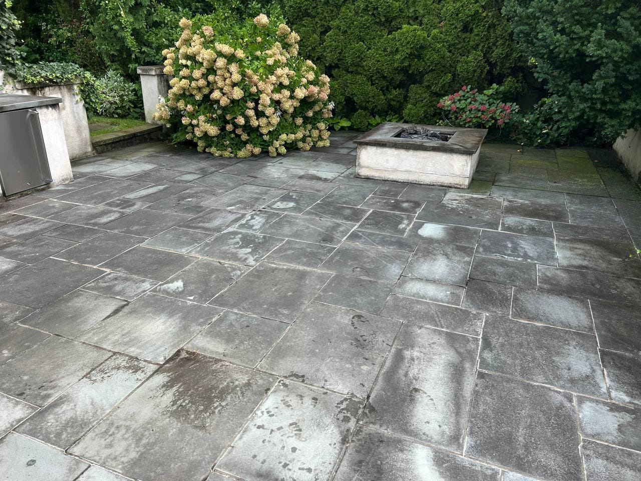 Bluestone patio before power washing in Westport, CT